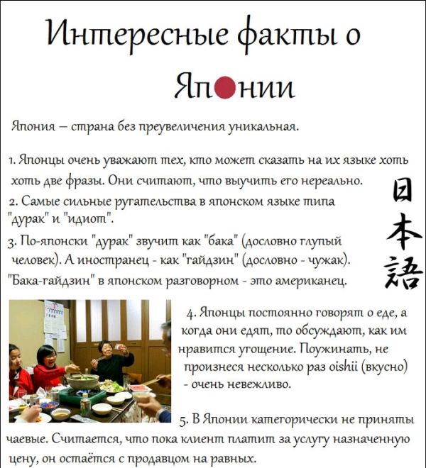 Факты о Японии Факты о Японии